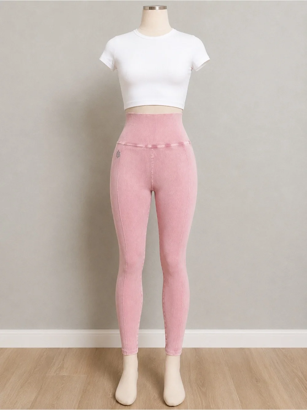 NWT FP Movement Happiness Runs Ribbed Leggings Pink M/L Mineral Wash